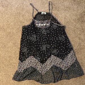 Floral Black and Gray Women's Top